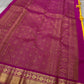 Manjula – Vibrant Yellow Pure Silk Kanchipuram Saree with Handwoven Magenta Benares-Style Dual Border, Maanthulir Green Selvedge, and Intricate Paisley, Rudhraksham & Floral Motifs on Pallu