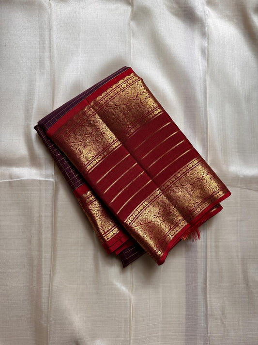 Temple Crimson ✨ – Pure Kanchipuram Silk Saree
Bridal Crimson Red Silk with Regal Gold Zari Weave
Broad Brocade Borders with Peacock & Paisley Motifs
Majestic 2g Pallu with Intricate Heritage Patterns

Silk Mark Certified, delivery in 2 weeks