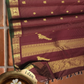 Coffee brown Zari kattam with paisley peacock border kamalam butta and green selvedge , kilo kanjivaram Pallu in pure silk