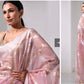 Pink Floss Chanderi Silk Saree with All-Over Sona Roopa Jaal in Gold & Silver Zari – Lightweight, semi Sheer, and Elegantly Handwoven