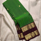 Emerald Green and Deep Plum Rettapet pure silk Kanjeevaram saree, handwoven by Idam Living – view 1