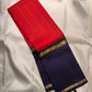 Classic red and deep indigo handwoven Kanjivaram silk saree