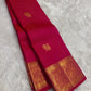 Close view of Mayil Butta motifs on radiant pink Kanchipuram silk saree