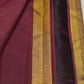 Pure silk Kanchipuram saree in antique gold with deep maroon pallu folded view