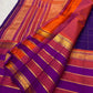 Royal Purple pure silk Kanjivaram saree, Varisaipet weave with Rani Pink border — body weave close-up