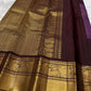 Muted aubergine purple kattam weave Kanchipattu saree with ornate pallu – Idam Living