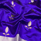 Pure silk Chanderi handloom striking purple shot indigo sona roopa silver gold butti saree