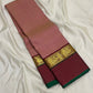 Arakku Rose — Pure Silk Kanchipuram Saree
Dusty-Rose Kattam Body • Arakku-Maroon Korvai Border • Antique-Gold Yali Zari • Grand Maroon Pallu
Matching Arakku Blouse • Silk Mark Certified • Free USA Shipping • ships in two weeks