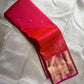 Sunset Peacock – Pure Kanchipuram Silk Saree
Sunset-Orange to Fuchsia Body with Zari Buttas ✨
Gold Zari Peacock Panel Border with Leafy Creeper Motif
Grand Fuchsia Brocade Pallu with Lattice Jaal Weave

Silk Mark Certified, delivery in 2 weeks