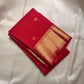Traditional Kanchipuram silk saree in festive red with luminous antique gold zari detailing