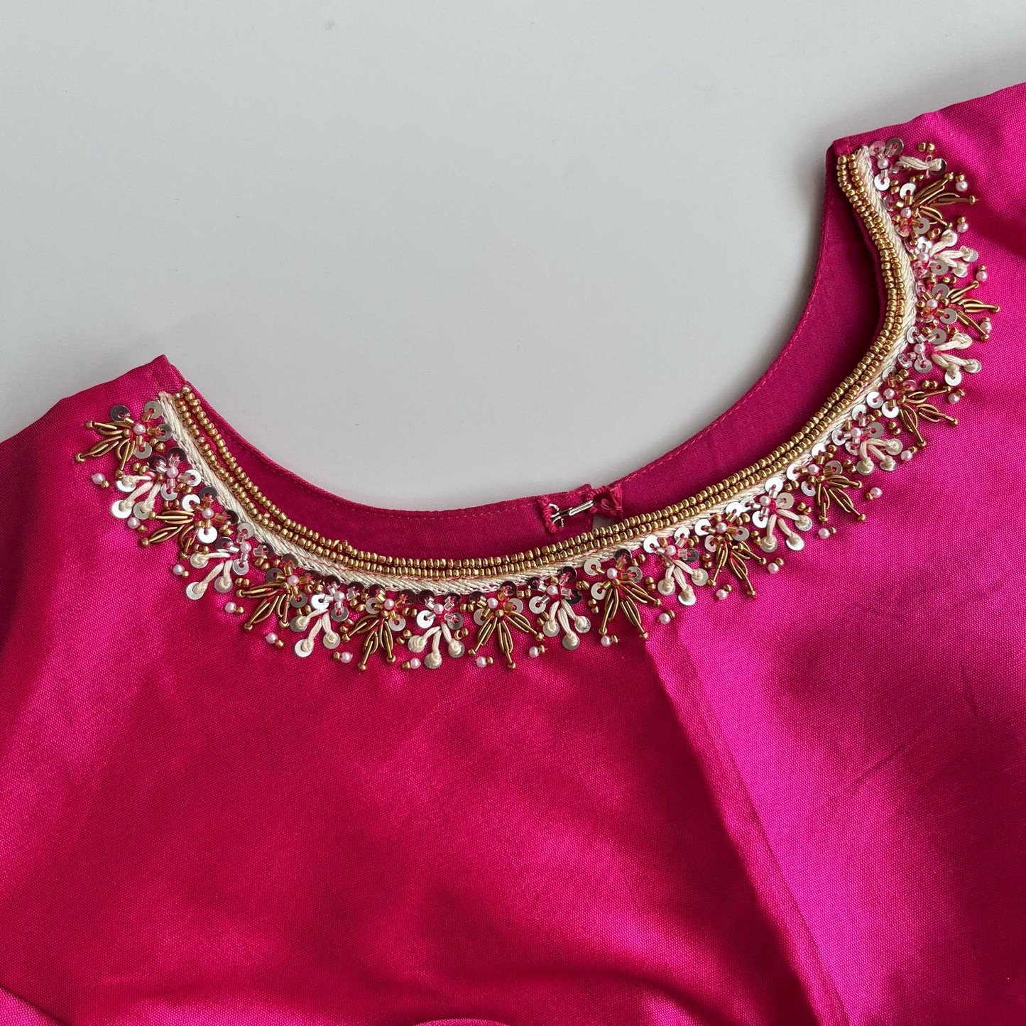 Paithani soft silk saree and embroidered blouse - Cream and Pink