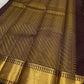 deep coffee brown checked pleats with gold zari woven border detail pure kanchipuram silk saree