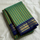 Mayil Pachai Kattam
Pure Kanchipuram Silk Saree – Peacock Green & Mustard Micro Checks
Royal blue korvai borders with gold floral zari detailing
Grand zari pallu with traditional zari weaving
Ships in two weeks free shipping, silk mark certified