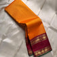 Vasantha Malli ✨ — Pure Silk Kanchipuram
Sunset-orange body with fine textured weave 🌸
Deep maroon borders with kasu zari & temple motifs ✨
Grand brocade pallu with traditional circular jaal 🪔 Perfect for Diwali & festive drapes
Silk Mark Certified • Fr