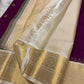 Varuni — Deep Purple & Magenta Shot Kanchipuram Silk Saree
Gold Zari Peacock Motifs on Luxurious Pure Silk
Antique Gold Korvai Border with Gandaberunda Design
Intricate Temple-Inspired Pillayar Moggu Detailing
Silk mark certified