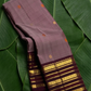 Full view of dusty mauve handwoven Kanchipuram silk saree with silk thread butta and plum varisaipet border — Idam Living