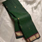 Vrinda – Timeless Bottle Green Zari Kattam Kanchipuram Silk Saree with Arakku Red Vanasringaram Border & Green Selvedge