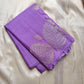 Lavender- Pure silk Kanchipuram handloom saree with contemporary gold and silver Zari leaf motifs on border and Pallu