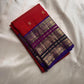 Ruby Grape Purple — Pure Silk Kanchipuram Saree
Kumkum-Red Body with Gold Buttas & Royal-Purple Elephant Zari Border ✨
Silk Mark Certified • Free USA Shipping • Ships in 2 weeks