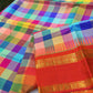 Ratna Mala ✨ – Pure Kanchipuram Silk Saree
Multicolor Checked Body in Vibrant Jewel Tones
Deep Red Korvai Border with Gold Zari Weaving
Grand Red 2gm Zari Brocade Pallu with Traditional Motifs