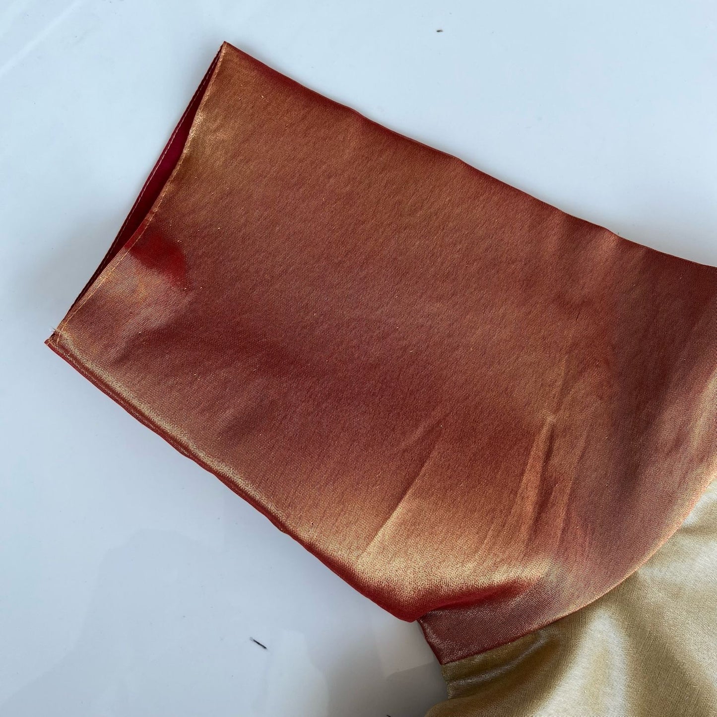 “Riva” Pure tissue silk blouse - gold with copper sleeves