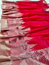 Pure silk chanderi in red and gold with banares varanasi ghat zari woven motif