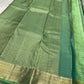 Vibha pastel sage green  Pure Kanchipuram Silk Saree Blending the Grandeur of South Indian Weaving with Paithani-Inspired Floral Zari Borders and a Lustrous Rose Gold zari Pallu