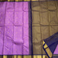 Pure Kanchipuram silk saree in lavender with deep blue border and gold zari