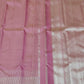Ettukol weave detail on pure silk pink Kanchipuram saree with structured zari work