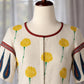 Pure cotton patchwork saree blouse with handblock printed floral motifs and contrast piping