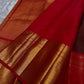 Aubergine Purple pure silk Kanchipuram saree, Vairaoosi weave with Antique Gold Zari border — folded view