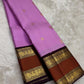 Lavender pure silk Kanchi Pattu saree, Rettapet weave with Deep Aubergine Korvai border — border detail