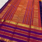 Royal Purple pure silk Kanjivaram saree, Varisaipet weave with Rani Pink border — border detail