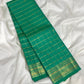 Handwoven jade green pure silk Kanchipuram saree with Vankipet border