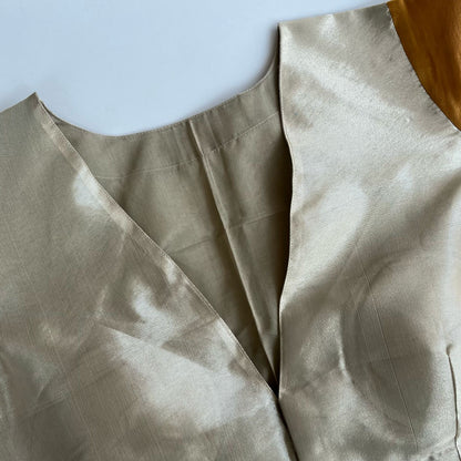 “Riva” Pure tissue silk blouse - Silver with gold sleeves