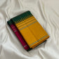 Vasantha Oli Kattam — Pure Silk Kanchipuram
Radiant mustard-yellow body with parrot-green kattam checks 🌿
Temple korvai borders & raspberry-pink contrast pallu ✨
Lightweight festive handloom weave with gold zari accents 💫
Silk Mark Certified • Free Ship