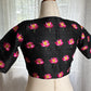 "Kamala" collection - pure raw silk blouse embroidered with lotus motifs in black