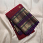 Arakku Red and Royal Purple Rettapet pure silk Kanjivaram saree, handwoven by Idam Living – view 5