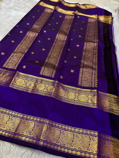 Lilac and purple pure Kanchipuram silk