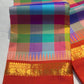 Dense four-ply Kanchipuram pure silk saree handwoven over 35 days in multicolour Kanchi Kattam checks