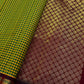 Silk Cotton Saree ✨ – Green & Mustard Checks with Maroon Zari Diamond Weave
Vibrant Checked Body in Green & Mustard Yellow
Rich Maroon Base with Intricate Zari Diamond Motifs
Grand Maroon Border with Floral & Paisley Zari Work