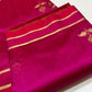 Pure silk Chanderi handloom vibrant pinck saree with red border