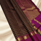 Samprada – Brown & Magenta Kanchipuram Pure Silk Saree with Rettapet Border & Zari Buttas