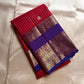 Gargi ✨ – Ruby Red Kanchipuram Pure Silk Saree
with Gold Kattam Checks & Rosette Buttas
Broad Royal Blue Korvai Zari Border 🌸
Opulent Blue Brocade Pallu with Fine Zari Weaving
A Timeless Heirloom of Elegance & Tradition