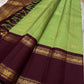 Samprada – Kanchipuram Silk Saree in vibrant cardamom Green & brown
A vibrant parrot green body meets a rich maroon border in this timeless Kanchipuram silk saree