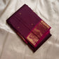 Plum Purple Handwoven Pure Silk Kancheepuram Zari Kattam Saree with Fuchsia Peacock Border – additional detail view 5