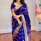 Pure Silk Chanderi Saree in Royal Blue with Teal–Gold Floral Vine Motifs
Silver–Gold Tissue Borders with Subtle Striped Pallu
Fall & Pico Done • Blouse Stitching Available ($30) • Free Shipping within USA • Ships in Two Weeks