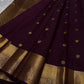 Archana – Handwoven Pure Silk Kanchipuram in Deep Brown with Gold Zari Accents & Ornate layered border