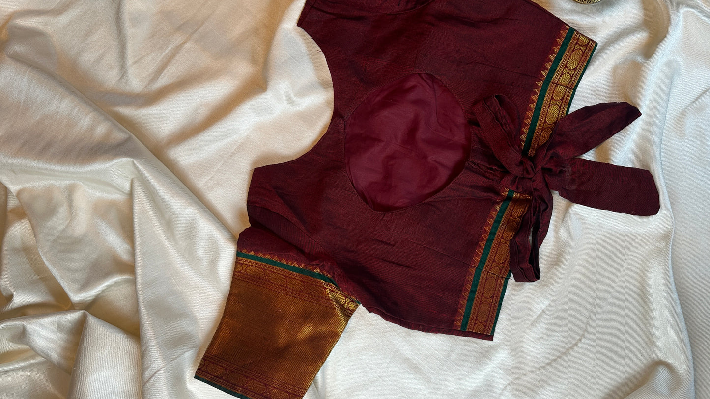 Maroon Narayanpet blouse
