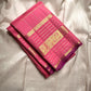Pankajam 🌸 – Lotus Pink Pure Kanchipuram Silk Saree with Zari Kattam, Dashed Lines, Kolam Motifs, Varisaipet Border with Thandavalam Zari Stripes, Rudrakshpet, Annam & Kamalam Motifs, Deep Magenta-Purple Selvedge & Ornate Pallu